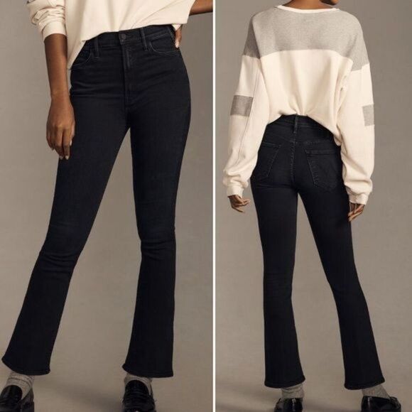 MOTHER The Insider Crop Step Fray Jeans in Night in Venice Dark Wash Size 24 - Picture 1 of 12